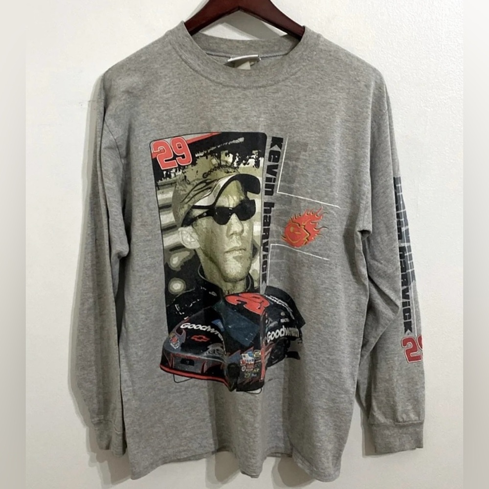 VINTAGE KEVIN HARVICK NASCAR #29 Winners Circle Gray Long Sleeve Medium